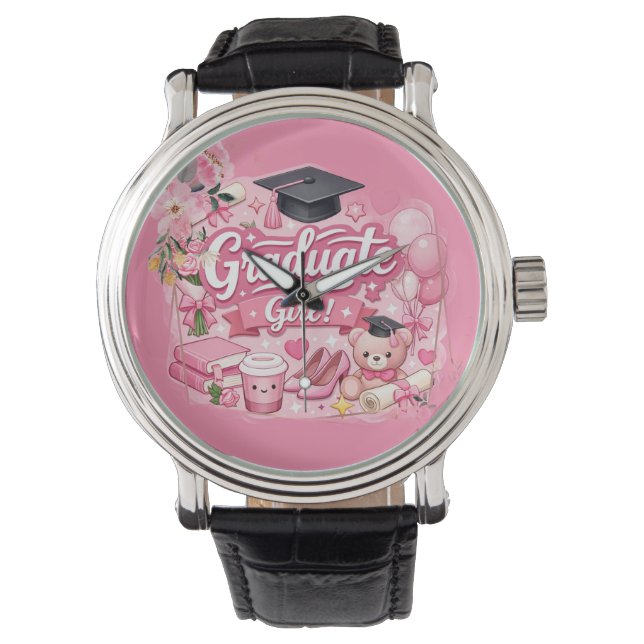 Elegant Pink Floral Graduation Party watch Armbandsur (Framsida)