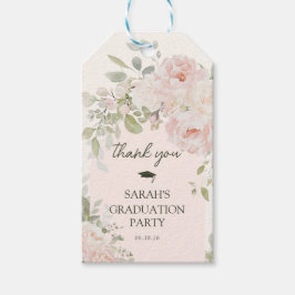 Elegant Pink Floral Graduation  Thank you Favor Presentetikett