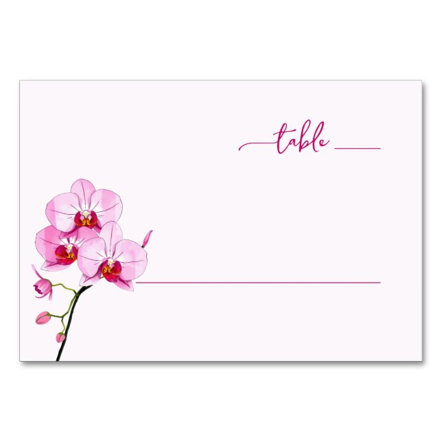 Elegant Pink Floral Orchid Illustration Bordsnummer (Framsidan)