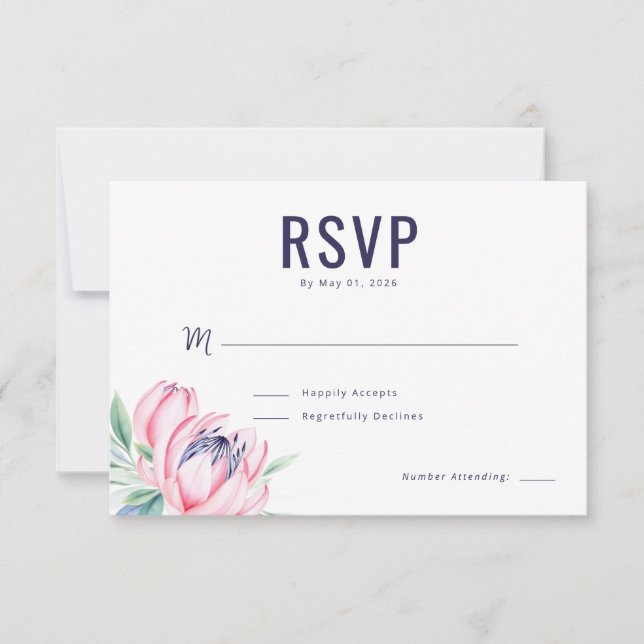 Elegant Pink Floral RSVP OSA Kort (Framsida)