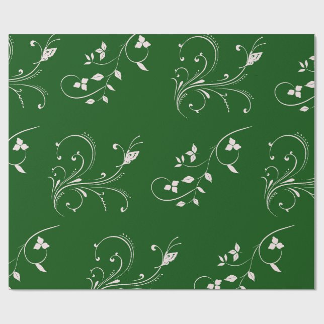 Elegant Pink Floral Swirl Wrapping Paper Presentpapper (Platt)