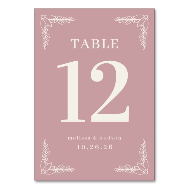 Elegant Pink Floral Table Number Bordsnummer (Framsidan)