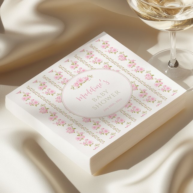 Elegant Pink Floral Vintage Pappersservett (Skapare uppladdad)