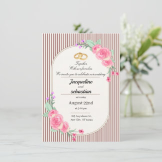 Elegant Pink Floral Wedding Inbjudningar