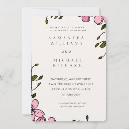 Elegant Pink Floral Wedding Invitation - Customiza Inbjudningar
