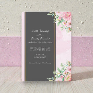 Elegant Pink Floral Wedding Invitation  Inbjudningar