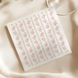Elegant Pink Floral White Pappersservett