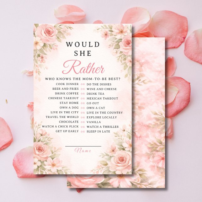 Elegant Pink Floral Would She Rather Game (Skapare uppladdad)