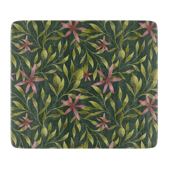 Elegant Pink Flower Pattern on Dark Background (Framsidan)