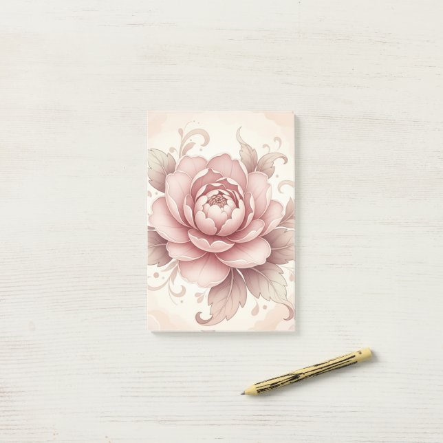 Elegant Pink Flower -- Spring Floral  Post-it Block (På skrivbordet)