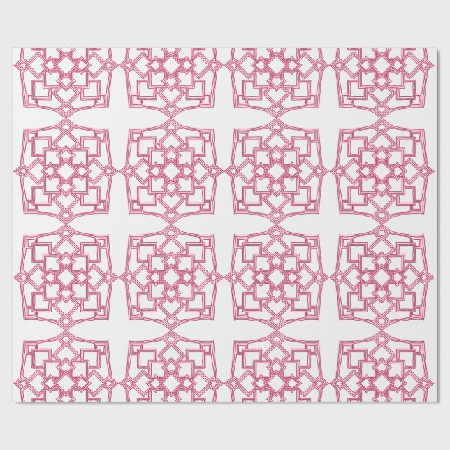Elegant Pink Geometric Lace Pattern Wrapping Paper Presentpapper (Platt)