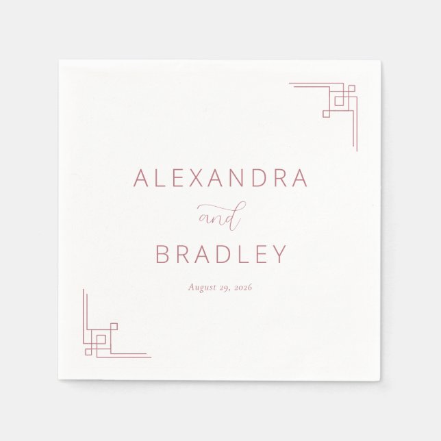 Elegant Pink Geometric Lines Pappersservett (Framsidan)