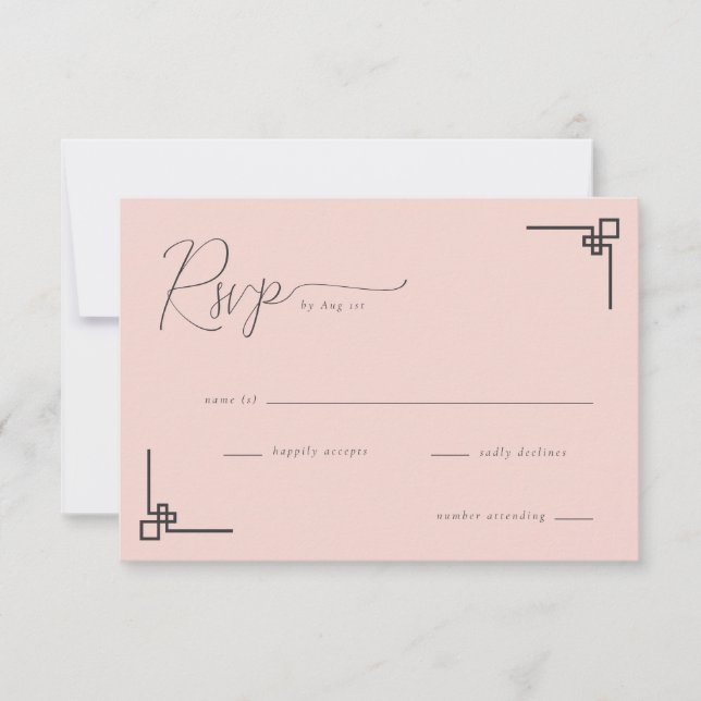 Elegant Pink Geometric RSVP OSA Kort (Framsida)