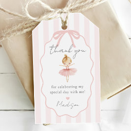 Elegant Pink Girl Ballerina Birthday Party Presentetikett
