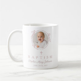Elegant Pink Girl Photo Baptism Kaffemugg