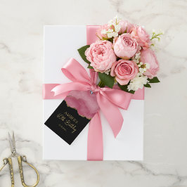 Elegant Pink Gold Abstract Marble Design Presentetikett