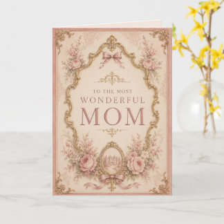Elegant Pink & Gold Birthday Card for Mom Kort