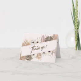 Elegant Pink Gold Floral Photo Wedding Tack Kort
