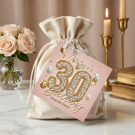 Elegant Pink Gold Pearls Balloons 30th Birthday Gåvor Etiketter