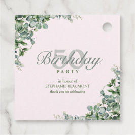 Elegant Pink Green Flower Women's 50th Birthday  Gåvor Etiketter