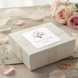  Elegant Pink Lily Square Sticker Fyrkantigt Klistermärke