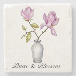 Elegant Pink Magnolia Watercolor in Glass Vase Stenunderlägg