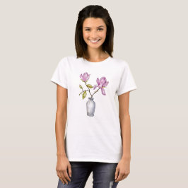 Elegant Pink Magnolia Watercolor T Shirt