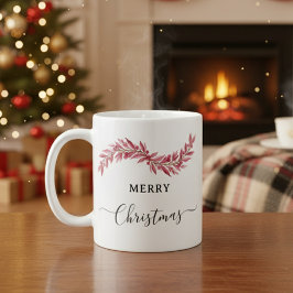 Elegant Pink Merry Christmas Mug – Floral Holiday  Kaffemugg