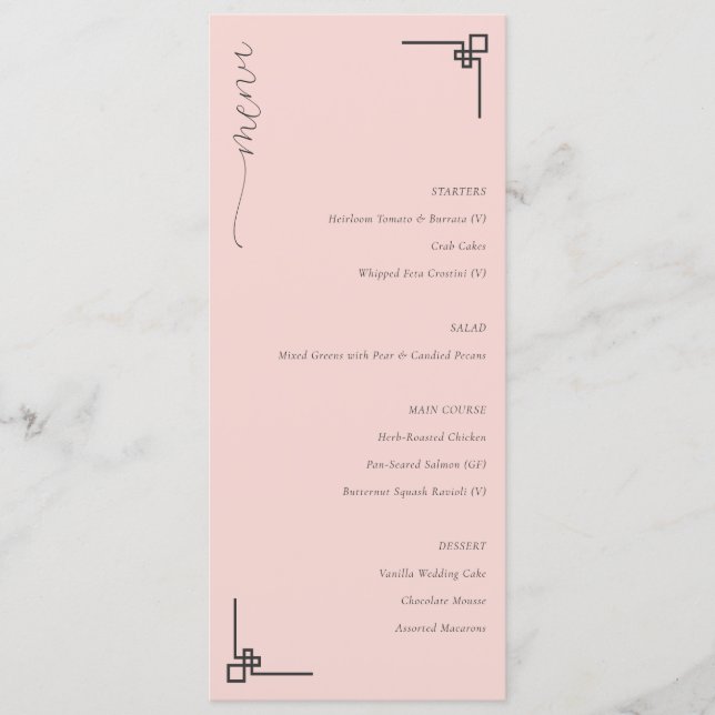 Elegant Pink Minimalist Menu Meny (Framsida)