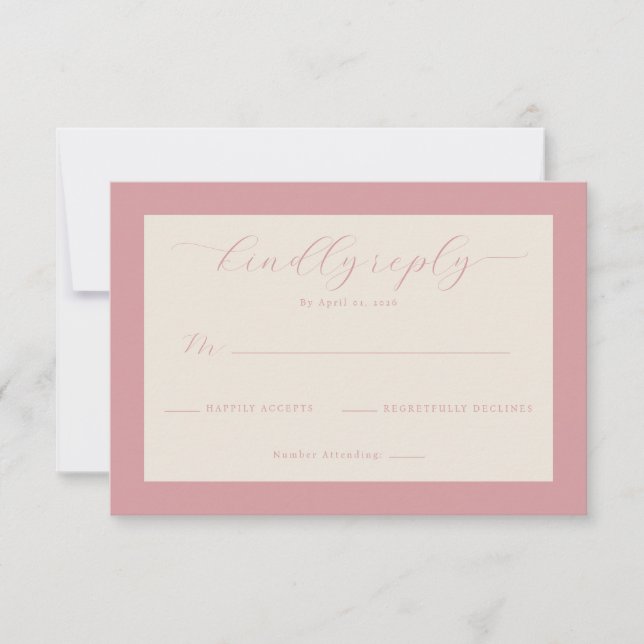 Elegant Pink Minimalist RSVP OSA Kort (Framsida)