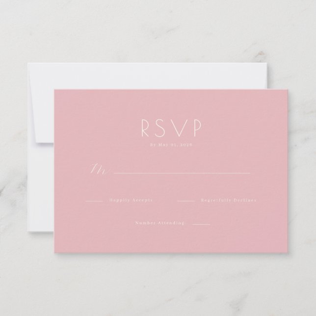 Elegant Pink Minimalist RSVP OSA Kort (Framsida)