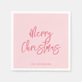 Elegant Pink Minimalist Script Merry Christmas Pappersservett