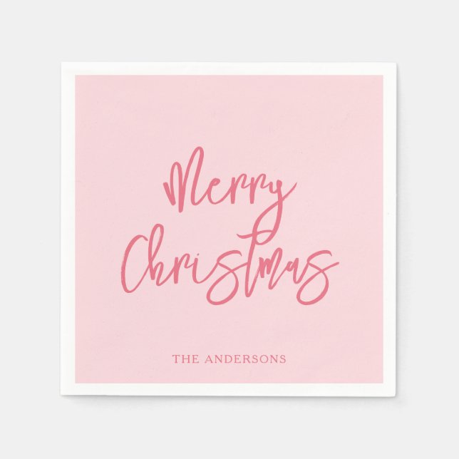 Elegant Pink Minimalist Script Merry Christmas Pappersservett (Framsidan)