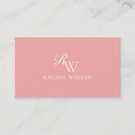 Elegant Pink Modern Monogram Visitkort