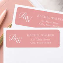 Elegant Pink Monogram Return Address