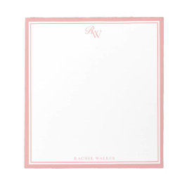 Elegant Pink Monogram Two Border Anteckningsblock