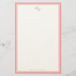 Elegant Pink Monogram Two Border Brevpapper