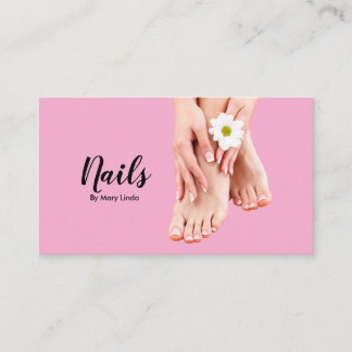 Elegant Pink Nail Technician  Visitkort