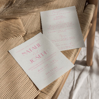 Elegant Pink Orange Stylish All In One Wedding Inbjudningar