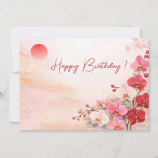 Elegant Pink Orchid Birthday Card Julkort