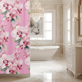 Elegant Pink Orchids Shower Curtain