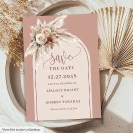 Elegant Pink Pampas Grass Wedding Save the Date Inbjudningar