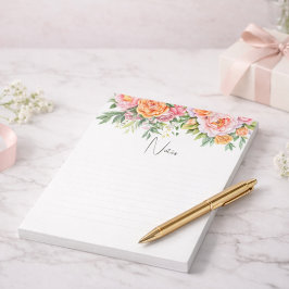 Elegant Pink Peonies Floral Notepad Anteckningsblock