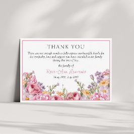 Elegant Pink Peonies Floral Sympathy Funeral Tack Kort