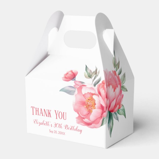 Elegant Pink Peony Botanical Birthday  Presentaskar (Baksidan Sidan)