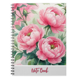 Elegant Pink Peony Floral Notebook Anteckningsbok