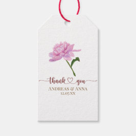 Elegant Pink Peony Wedding Thank You Presentetikett