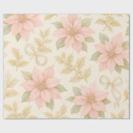 Elegant Pink Poinsettia Christmas Wrapping Paper Presentpapper