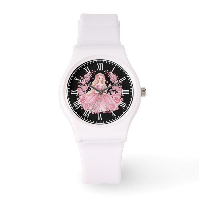 Elegant Pink Princess Doll Cherry Blossom Women's  Armbandsur (Framsida)