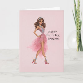 Elegant Pink Princess Glam Fashionista Birthday Kort